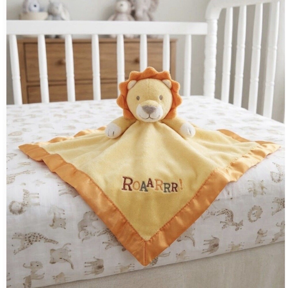 Stepping Stones 13" by 13" ROAARRR! Security Blanket Lovey Yellow Loin Baby